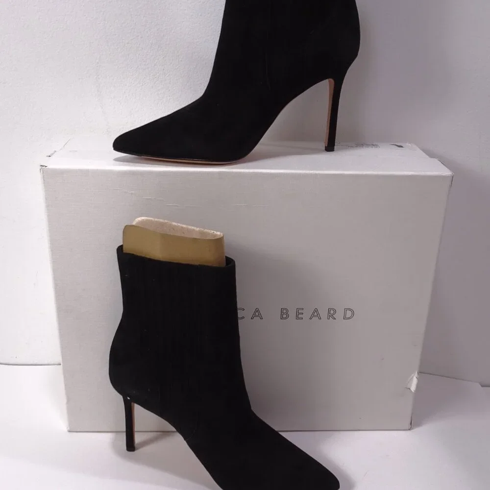 Veronica BEARD LISA STILETTO-HEEL BOOTIE Boots NIB 498 8.5 Black Suede
